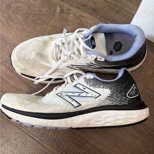 New Balance White and Black Running Shoes